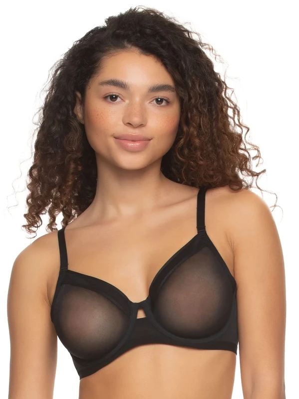 Felina | Ethereal Sheer Mesh Unlined Underwire, Black, 32C
