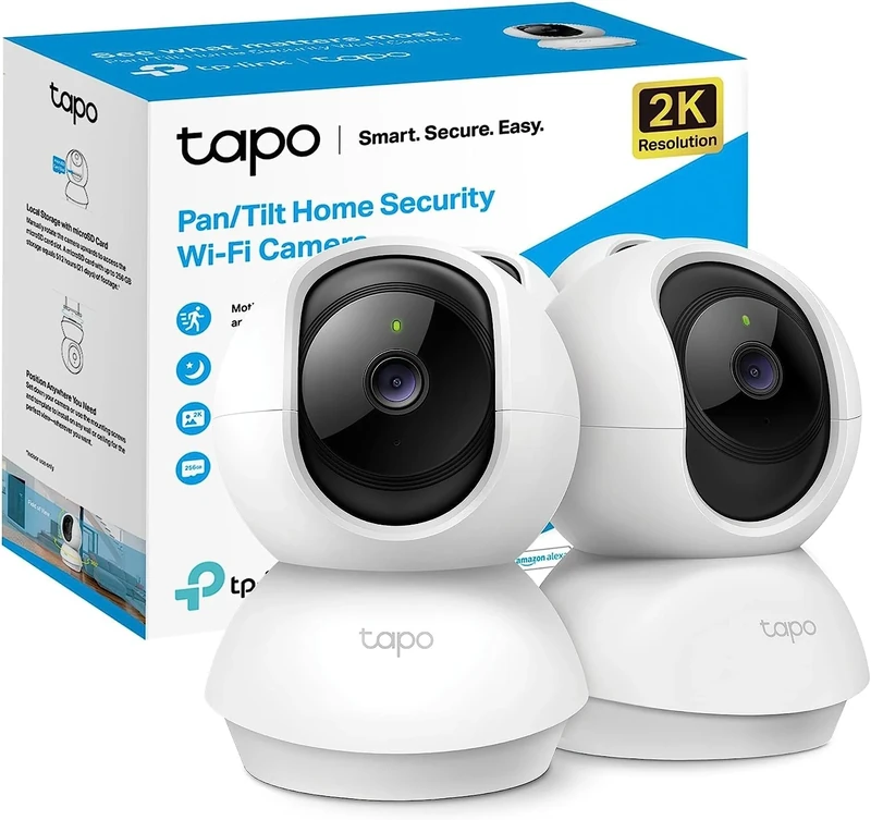 Tapo C210 2 Pack Indoor WiFi Surveillance Camera 2K (3MP) for Baby/Pets - 2-Way Audio, Compatible with Alexa and Google Assistant