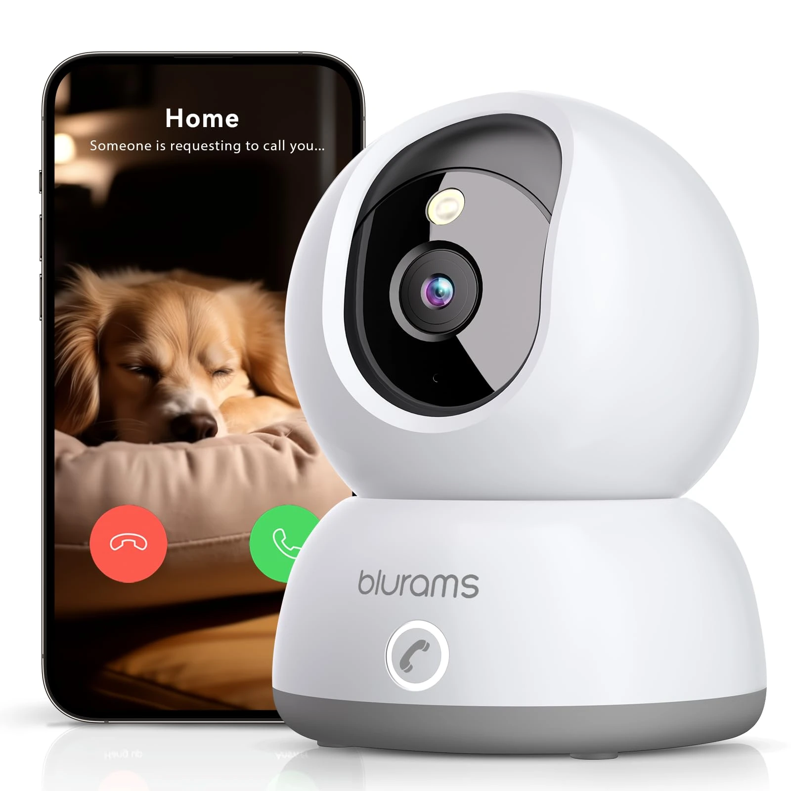 blurams Pet Camera 2K, Dog Camera with App, 360° Indoor Cameras House Security for Pet/Dog/Baby, One-Touch Call, Color Night Vision, Motion Detection, 2-Way Talk, Cloud&SD