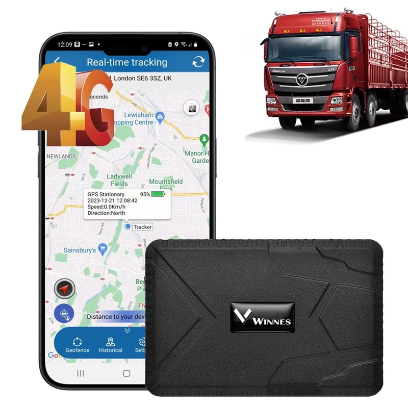 Winnes 4G TK915 GPS Tracker - Global Real-Time Location Monitor, Strong Magnet, Anti-Theft, 7800mAh Long Battery Life, No Subscription Fee