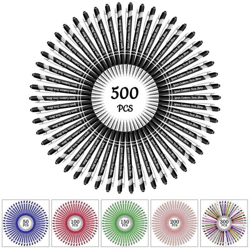 500 PCS Personalised Pens Engraved Custom Ballpoint Pens with Name Text,customised Smooth Writing Pen Gifts for Men Women Valentines Wedding Office Business Graduation