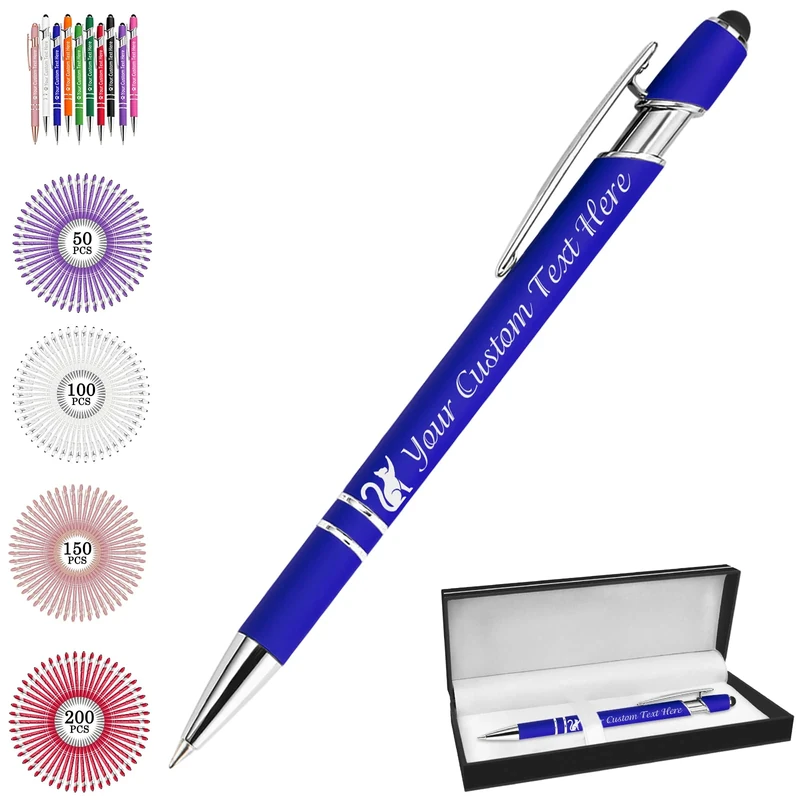 Backquik Personalised Pens Engraved Custom Ballpoint Pens with Name Text,customised Smooth Writing Pen Gifts for Men Women Valentines Wedding Office Business Graduation，Blue