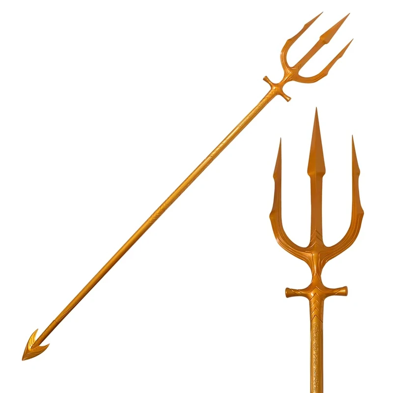 COSWOR 82.7" Full Metal Gold Trident for Home Decor, Gift and Collection, 1:1 Scale, Gold, 1:1