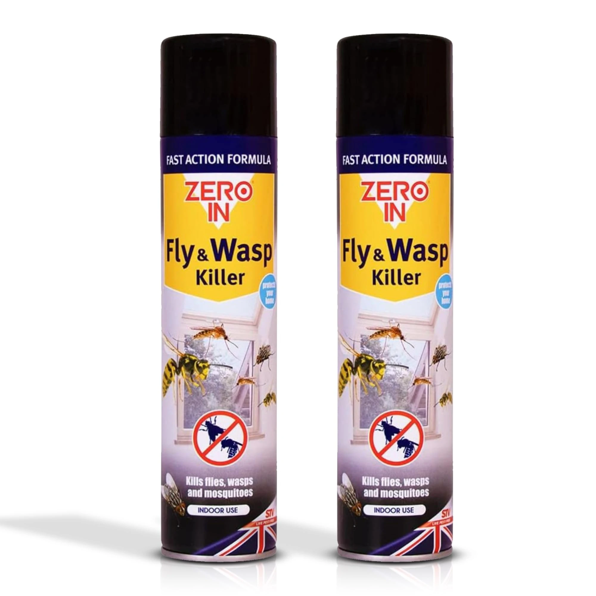 Quebec - Zero in Fly and Wasp Killer- Indoor Flying Insect Killer -Eliminates insects in seconds- Spray Leaves Neutral Scent-Wasp Killer Spray 300ml- Pack of 2