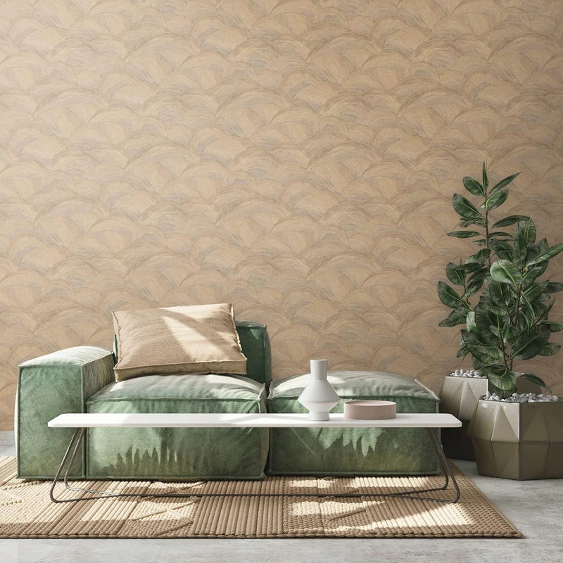 Livingwalls Travel Styles Non-Woven Wallpaper with Scales Look in Beige and Brown Stylish Wallpaper for Various Rooms 10.05 m x 0.53 m