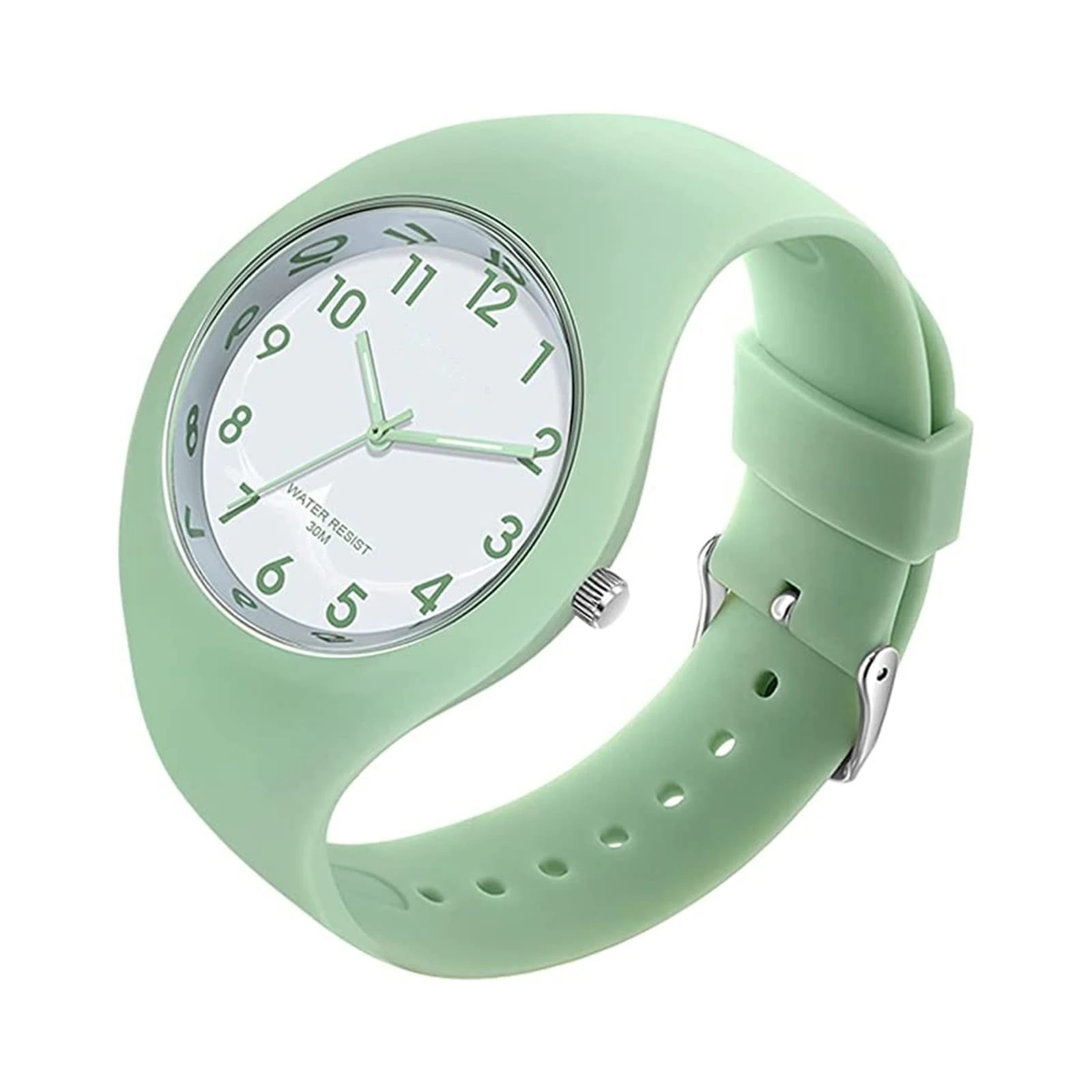 GBB Women's Simple Quartz Analog Watch with Silicone Band Big Face Waterproof Sport Ladies Wrist Watch Fashion Casual Watches for Young Women Lady Girls (6056green)