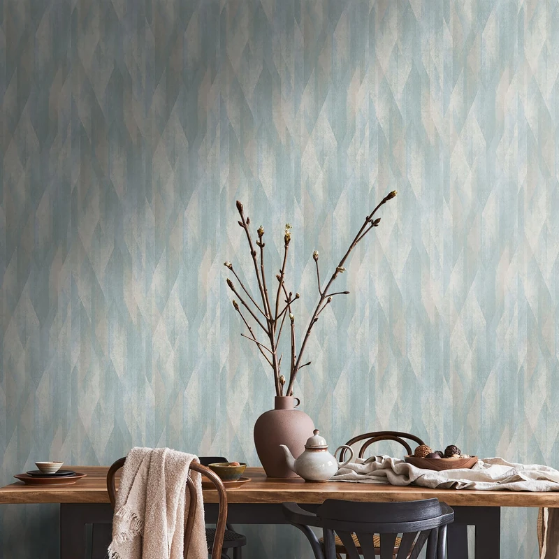 Livingwalls Travel Styles Non-Woven Wallpaper with Checked Pattern in Turquoise and Blue Scandinavian Wallpaper for Various Rooms 10.05 m x 0.53 m