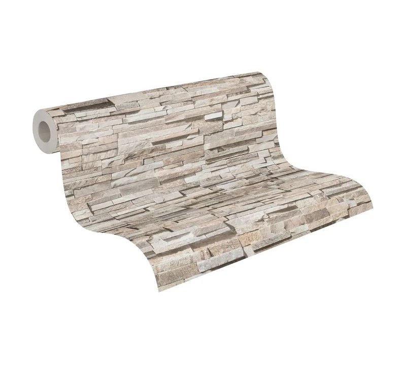 A.S. Création Travel Styles Non-Woven Wallpaper - Wallpaper with Natural Stone Look in Beige and Brown - Scandinavian Wallpaper for Various Rooms in 10.05 m x 0.53 m