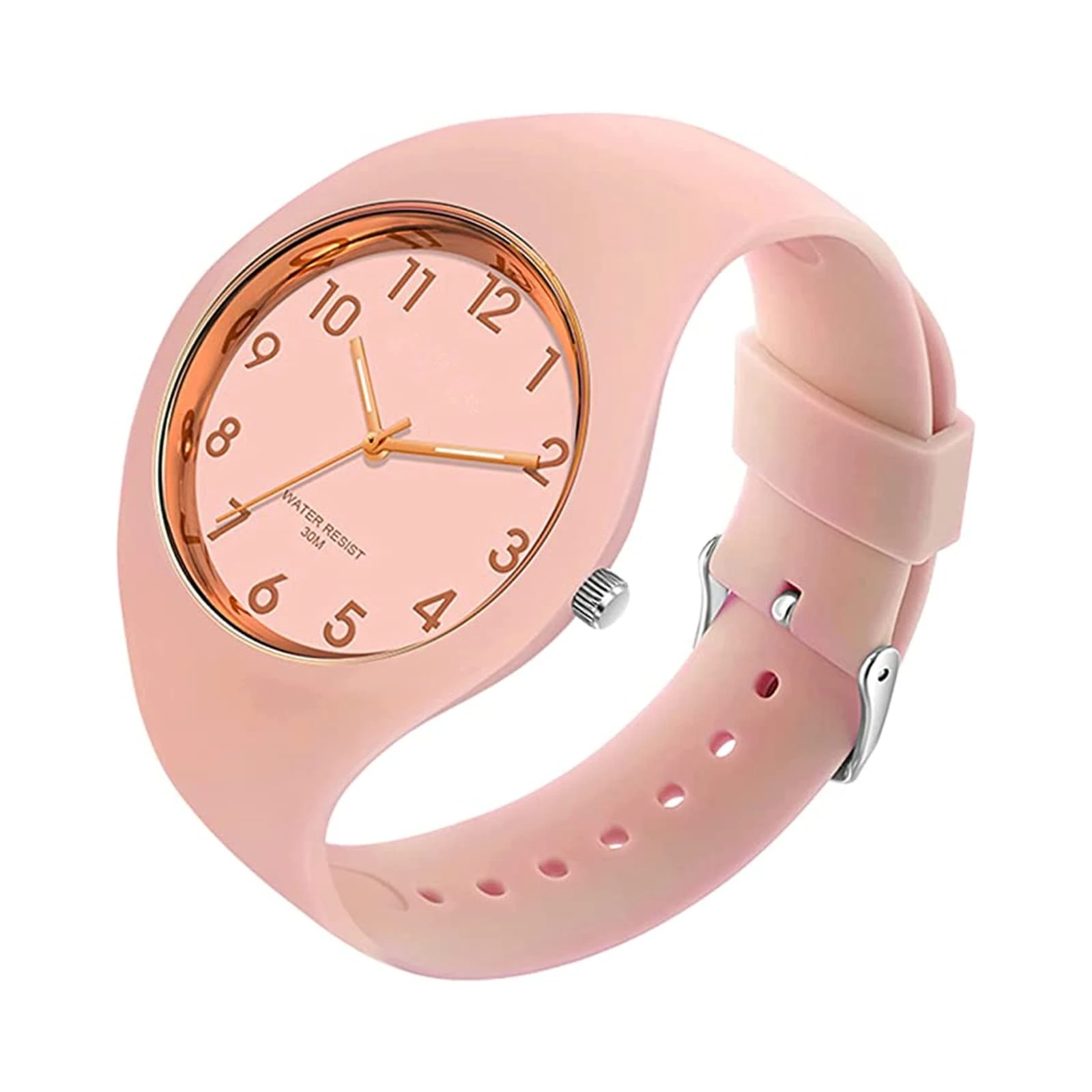GBB Women's Simple Quartz Analog Watch with Silicone Band Big Face Waterproof Sport Ladies Wrist Watch Fashion Casual Watches for Young Women Lady Girls (6056pink)