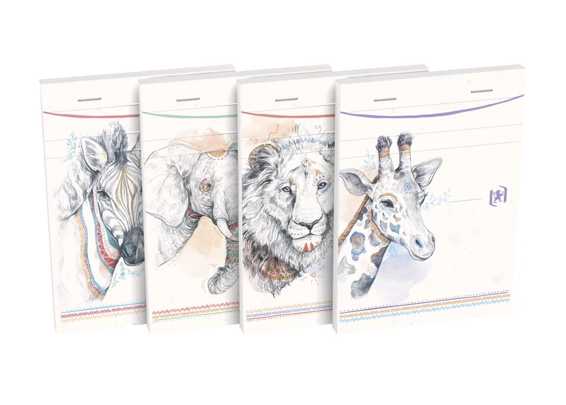 Oxford Pack of 40 Boho Spirit Notepads A6 Lined 6 mm 160 Pages Stapled Cover Card Assorted Decorations