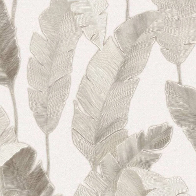 Livingwalls Travel Styles Non-Woven Wallpaper - Botanical Wallpaper in White and Beige - Tropical Wallpaper for Various Rooms in 10.05 m x 0.53 m