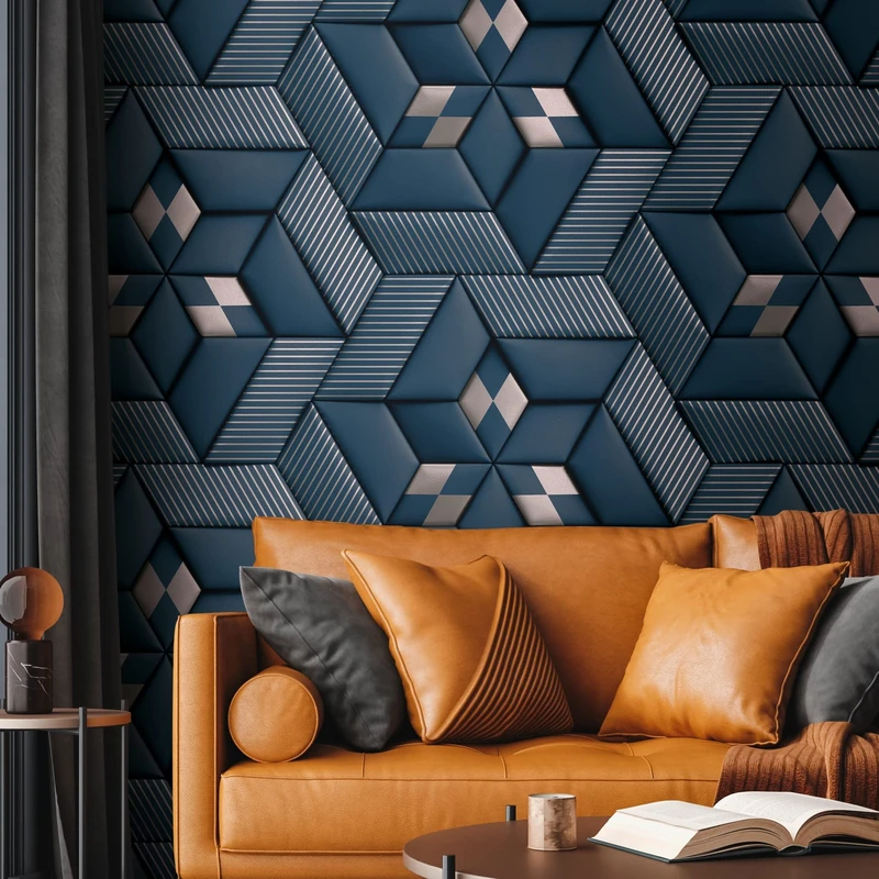Livingwalls Travel Styles Non-Woven Wallpaper - Abstract Wallpaper in Blue and Silver - Classic Wallpaper for Various Rooms in 1.59 m x 2.80 m