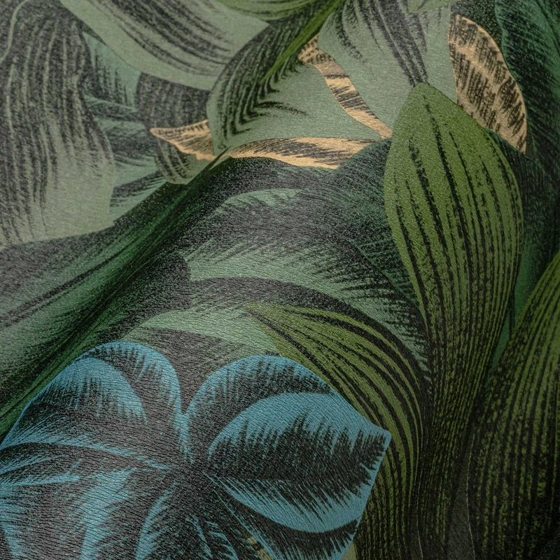 Livingwalls Travel Styles Non-Woven Wallpaper - Jungle Wallpaper in Green and Yellow - Tropical Wallpaper for Various Rooms in 10.05 m x 0.53 m