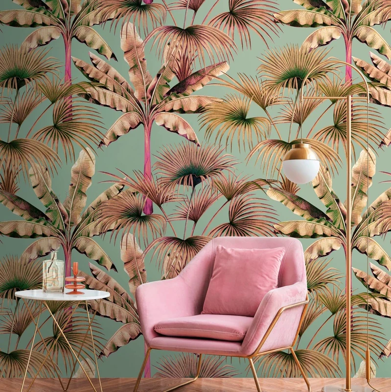 Livingwalls Travel Styles Non-Woven Wallpaper - Tropical Wallpaper in Blue and Beige - Stylish Wallpaper for Various Rooms in 1.59 m x 2.80 m