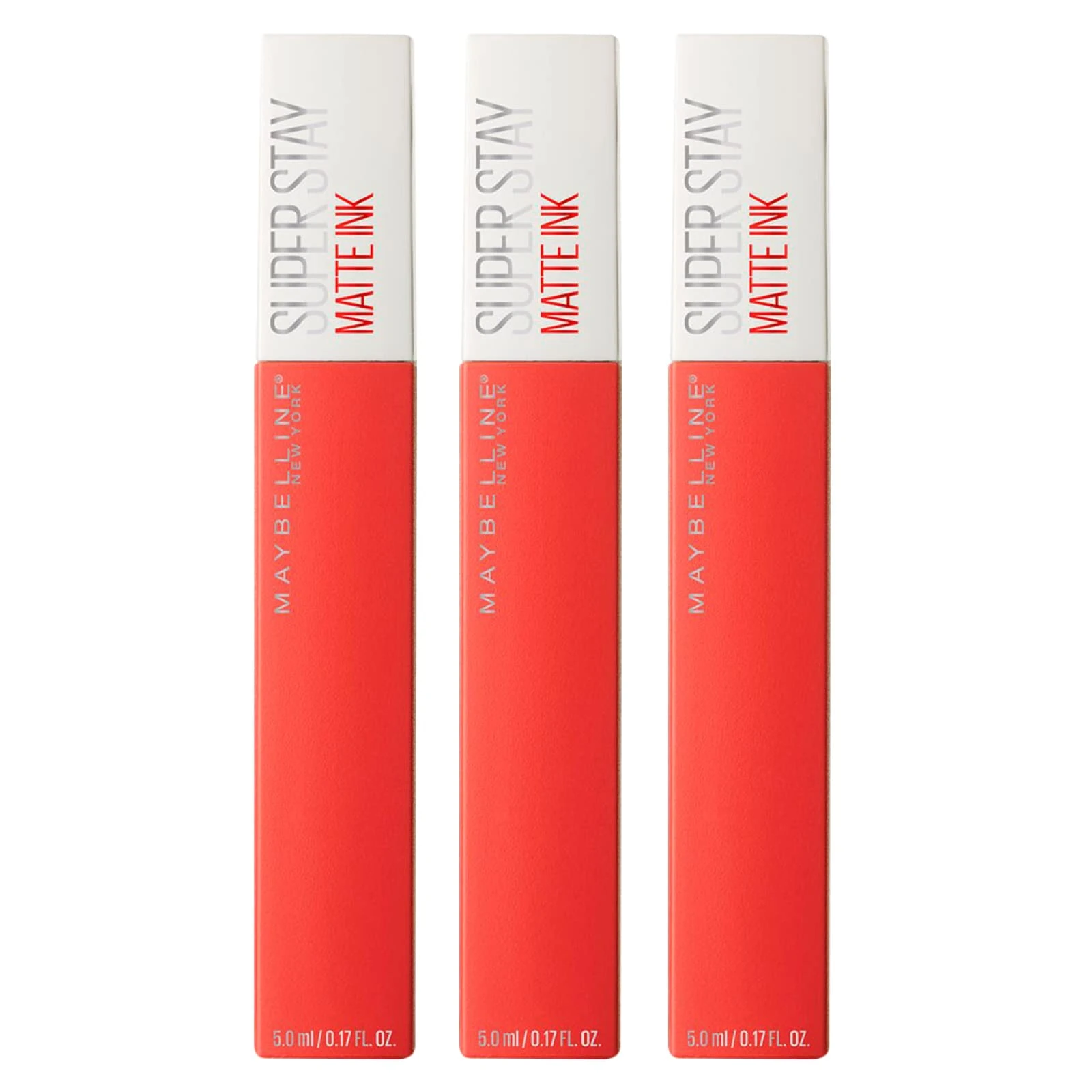 Maybelline New York SuperStay Matte Ink Lip Tint Color 25 Heroine Full Coverage and Uniform Result with Tip Applicator Long Lasting 16h - 3 Lipsticks