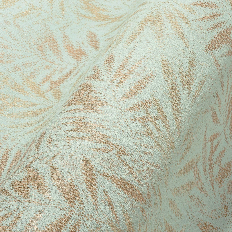 Livingwalls Travel Styles Non-Woven Wallpaper - Plant Wallpaper in Turquoise and Gold - Stylish Wall Wallpaper for Various Rooms in 10.05 m x 0.53 m