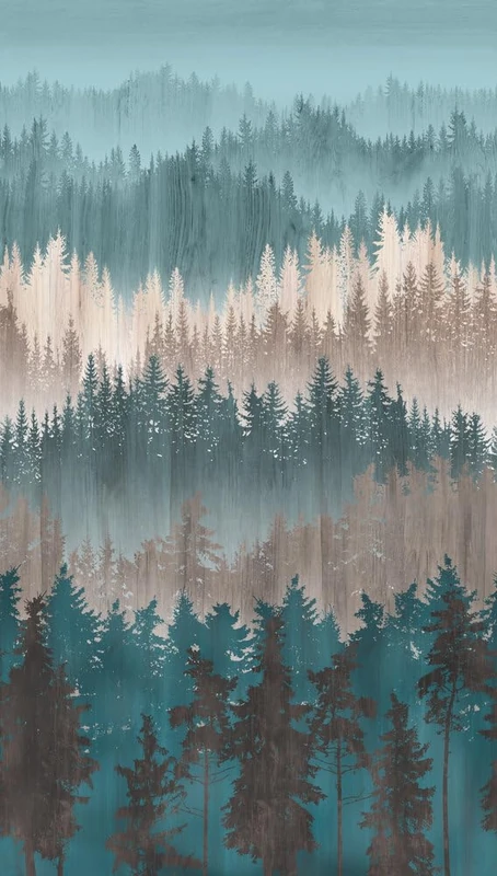 Livingwalls Travel Styles Non-Woven Wallpaper - Forest Wallpaper in Blue and Brown - Scandinavian Wallpaper for Various Rooms in 1.59 m x 2.80 m