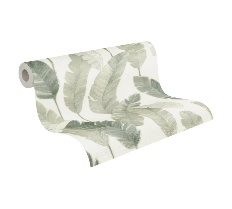 Livingwalls Travel Styles Non-Woven Wallpaper - Botanical Wallpaper in White and Green - Tropical Wallpaper for Various Rooms in 10.05 m x 0.53 m