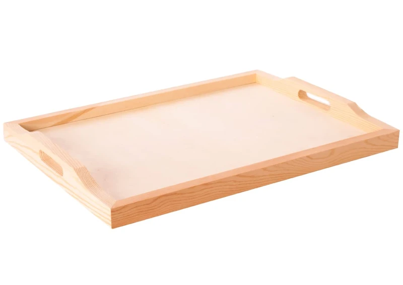 Solid pine wood tray, 40 x 30 x 2.5 cm.