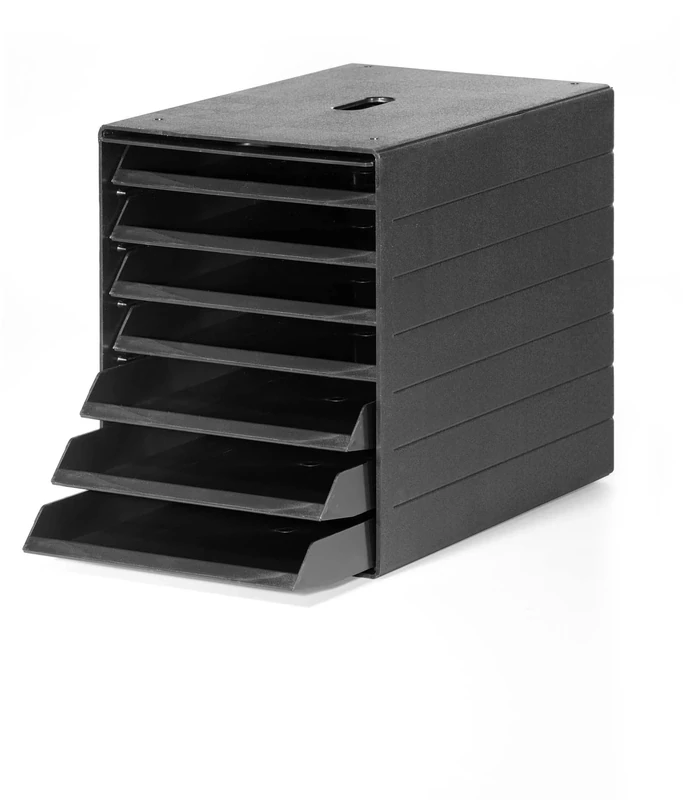 Durable Eco Drawer Box A4 Idealbox Plus | Includes 7 Compartments | Blue Angel Certified and 100 Percent Recyclable | Anthracite Grey | Perfect for Desktop Storage