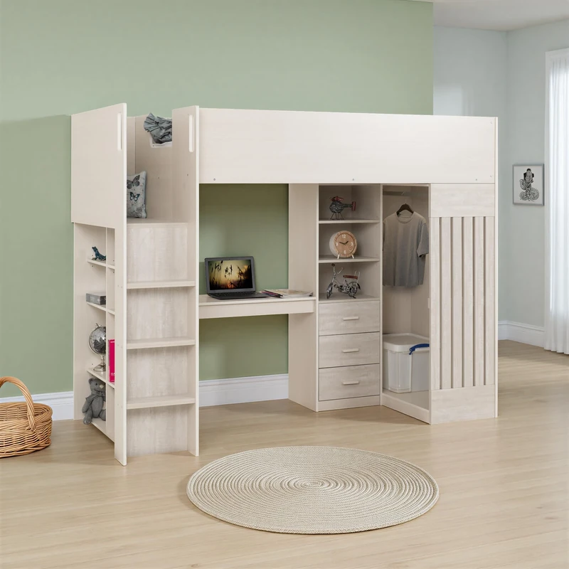 Seconique Jupiter 3' Single High Sleeper Bed in White/Grey