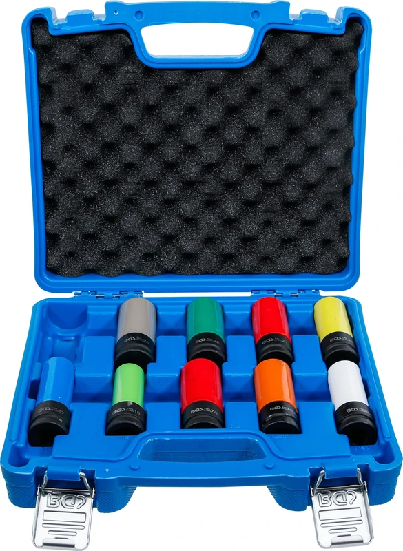 BGS 7311 | Protective Impact Socket Set | 12.5 mm (1/2") Drive | 15 - 24 mm and Special Wheel Nuts | 10 pcs.