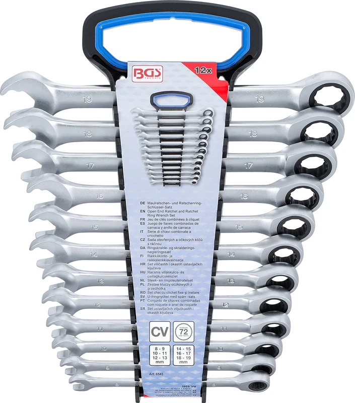 BGS 6545 | Open End Ratchet and Ratchet Ring Wrench Set | 8 - 19 mm | 12 pcs.