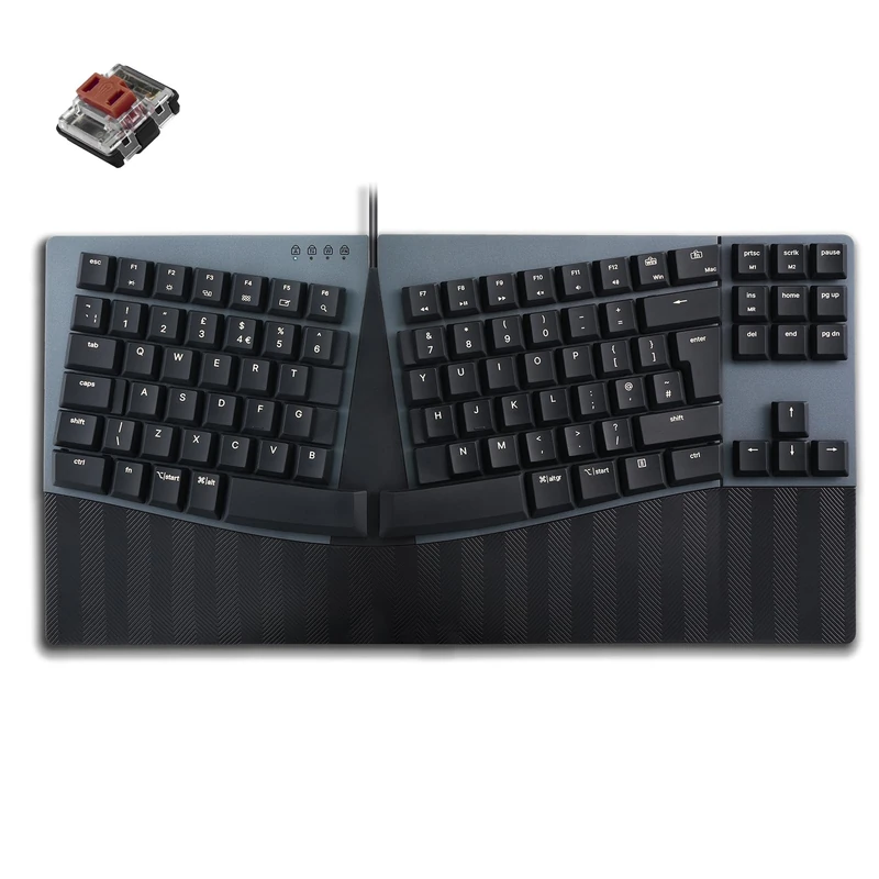 perixx PERIBOARD-335BR Wired Ergonomic Mechanical Compact Keyboard - Low-Profile Brown Tactile Switches - Programmable Feature with Macro Keys - Compatible with Windows and Mac OS X - UK English