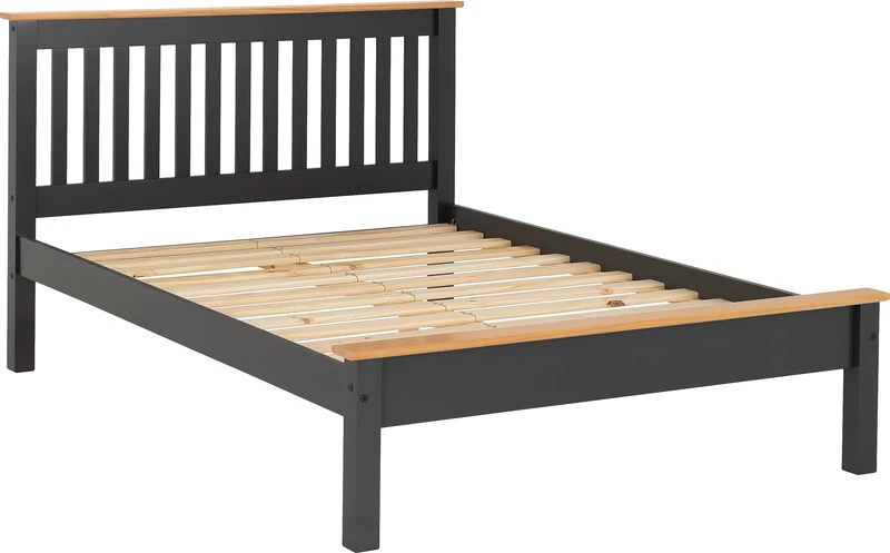 Seconique Monaco 5' King Size Low End Bed in Grey/Oak Effect
