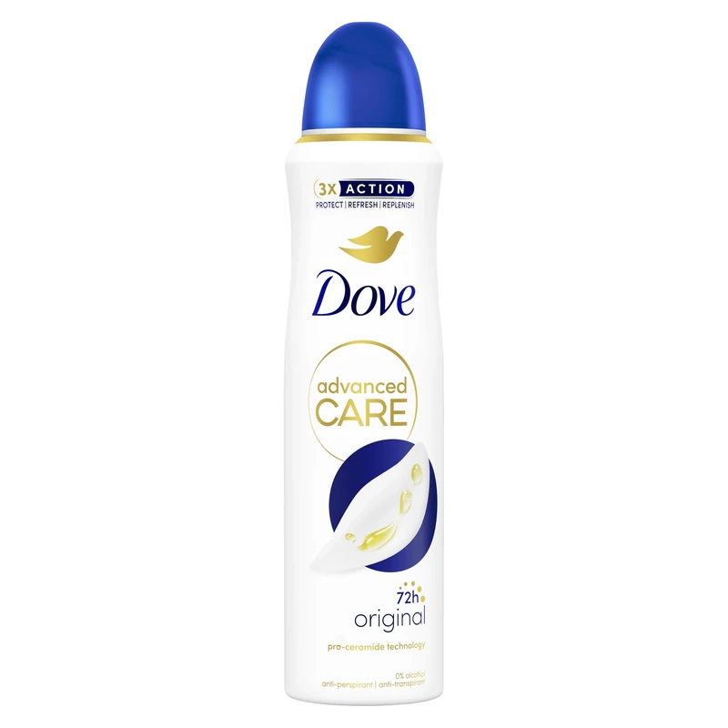 Dove Advanced Care Original Anti-Perspirant Aerosol Women's Deodorant Spray with Pro-Ceramide technology for 72 hour protection against sweat and odour 150 ml