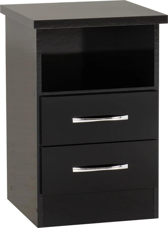 Seconique Nevada 2 Drawer Bedside in Black Gloss