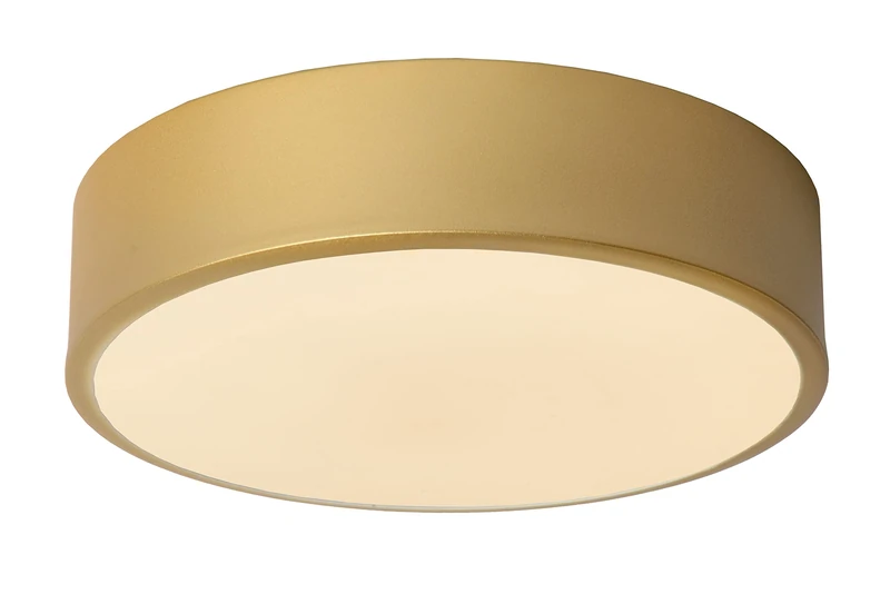 LUCIDE UNAR Flush Ceiling Light - 12W LED - Matt Gold/Brass