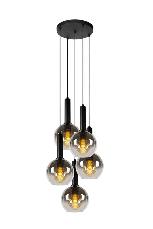 LUCIDE Marius - Pendant Light - Ø 55 cm - 5xE27 - Black