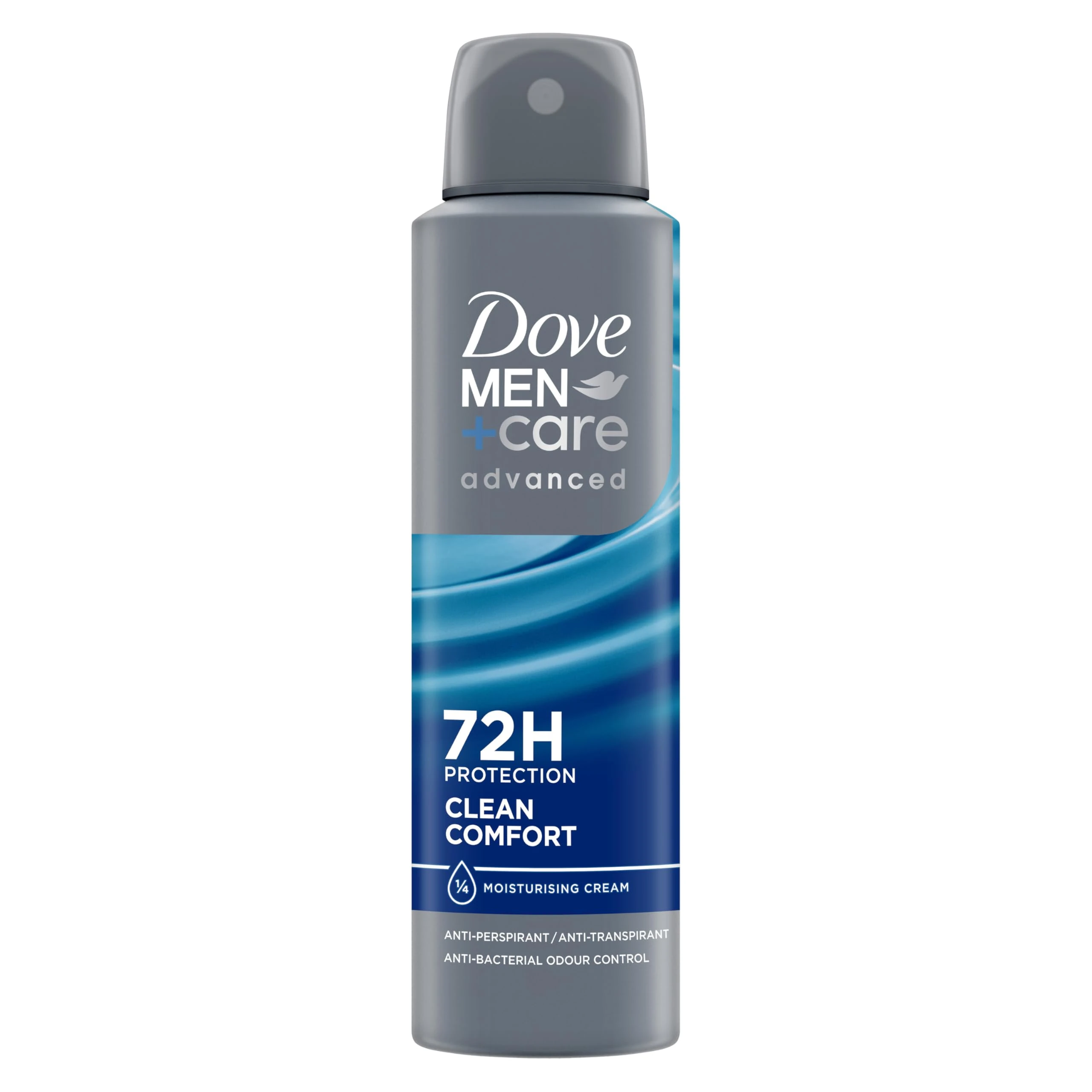 Dove Men+Care Advanced Clean Comfort Men's Antiperspirant Deodorant Body Spray with ¼ moisturising cream & Anti-Odour technology for 72 hour protection against sweat and odour 150 ml, Pack of 6