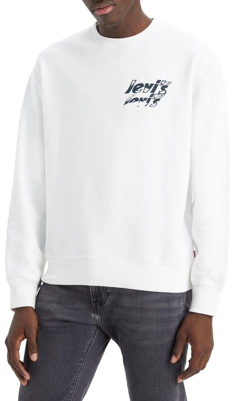 Levi's Men's Relaxd Graphic Crew Sweatshirt, Poster Logo Crew White+, S