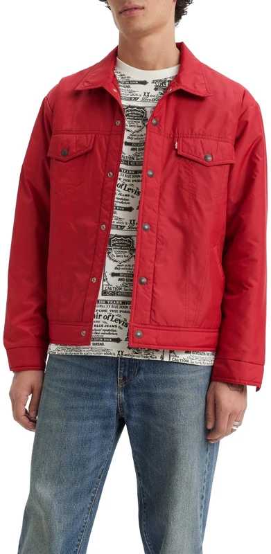 Levi's men's RELAXED FIT PADDED TRUCK Jacket, RHYTHMIC RED, M