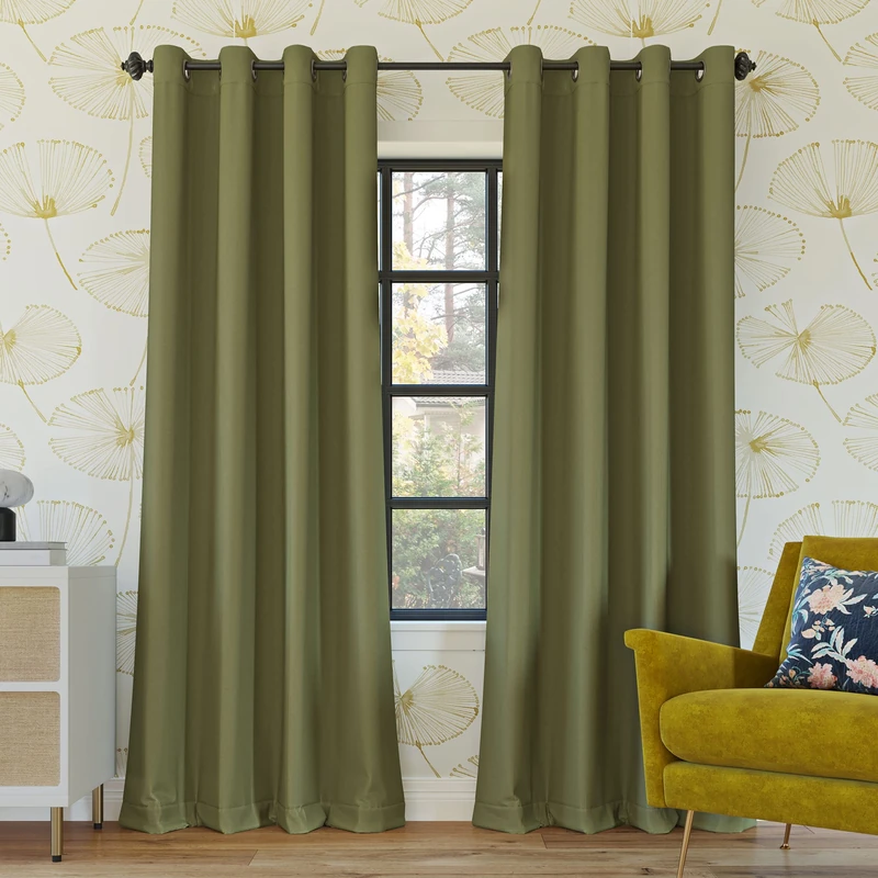 Sun Zero Nordic 2-Pack 2-Pack Theater Grade Extreme Total Blackout Grommet Curtain Panel Pair, 52" x 96", Sage Green