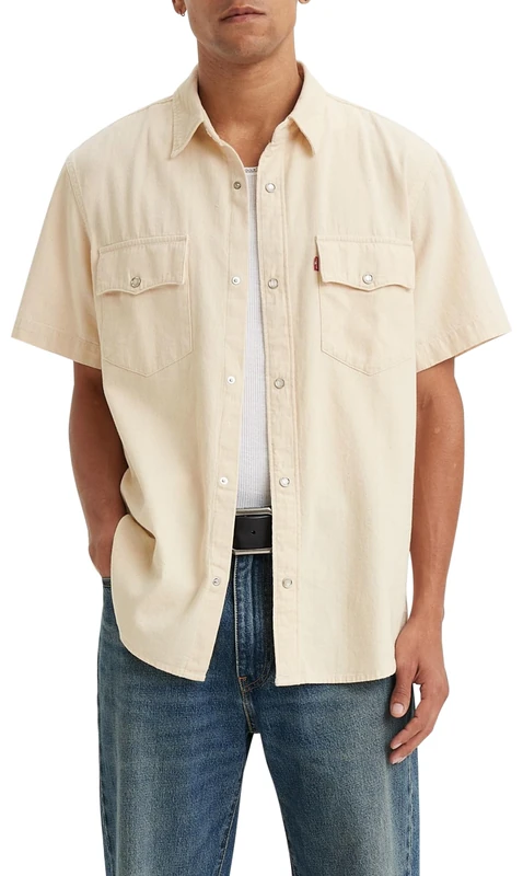 Levi's Men's SS Relaxed Fit Western Shirt, Newman Ecru, XS