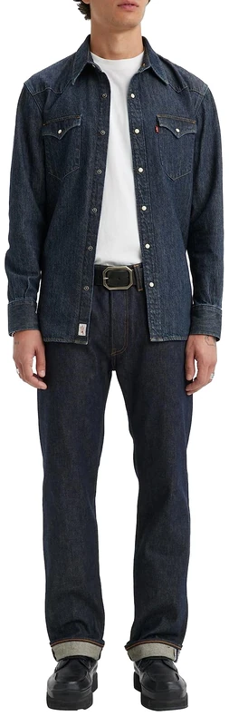 Levi's Men's 501 Original Fit Jeans, Rainforest Rigid Selvedge, 33W / 32L