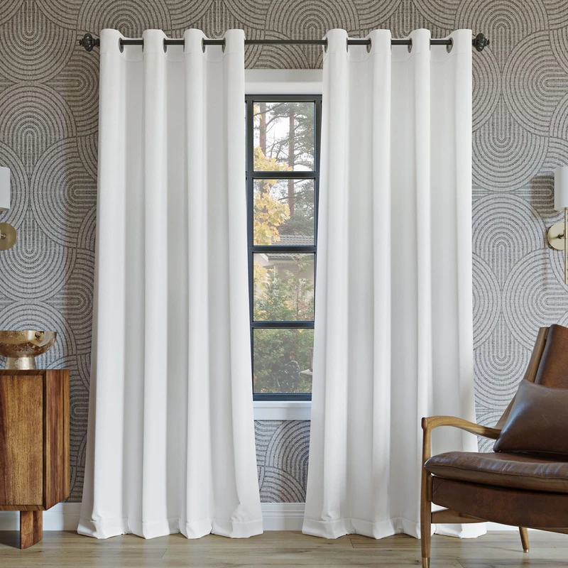 Sun Zero Nordic 2-Pack 2-Pack Theater Grade Extreme Total Blackout Grommet Curtain Panel Pair, 52" x 84", White