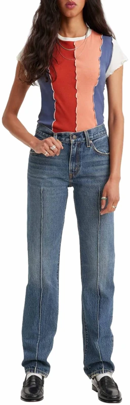 Levi's Middy Straight W/Pintuck Dark Indigo - Worn in, No Filter., 27W x 31L