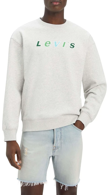 Levi's Men's Relaxd Graphic Crew, Light Heather Gray, XS