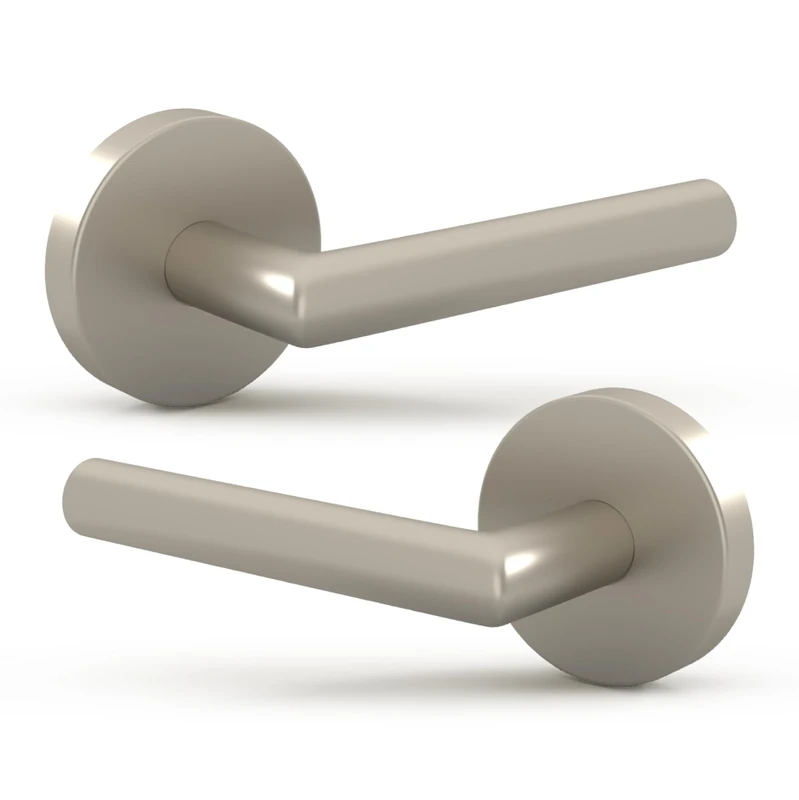 Mega Handles Ronn Dummy Lever Door Handle Set for Closet or French Doors, Single Side, Non-Turning Reversible Door Levers, Fits All Standard Door Sizes, Screws Included - Satin Nickel (2 Pack)