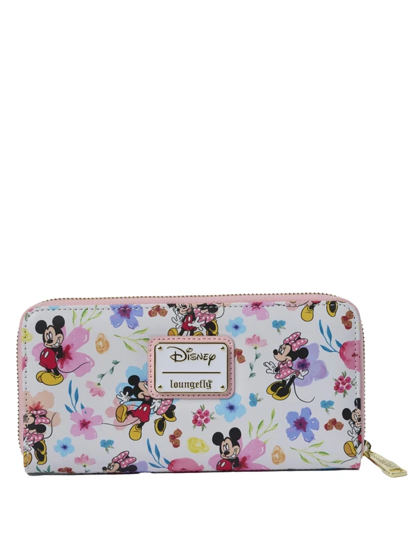 Loungefly Disney Mickey Minnie Mouse Wallet Zip Clutch AOP Floral, Multicolor, Clutch Wallet