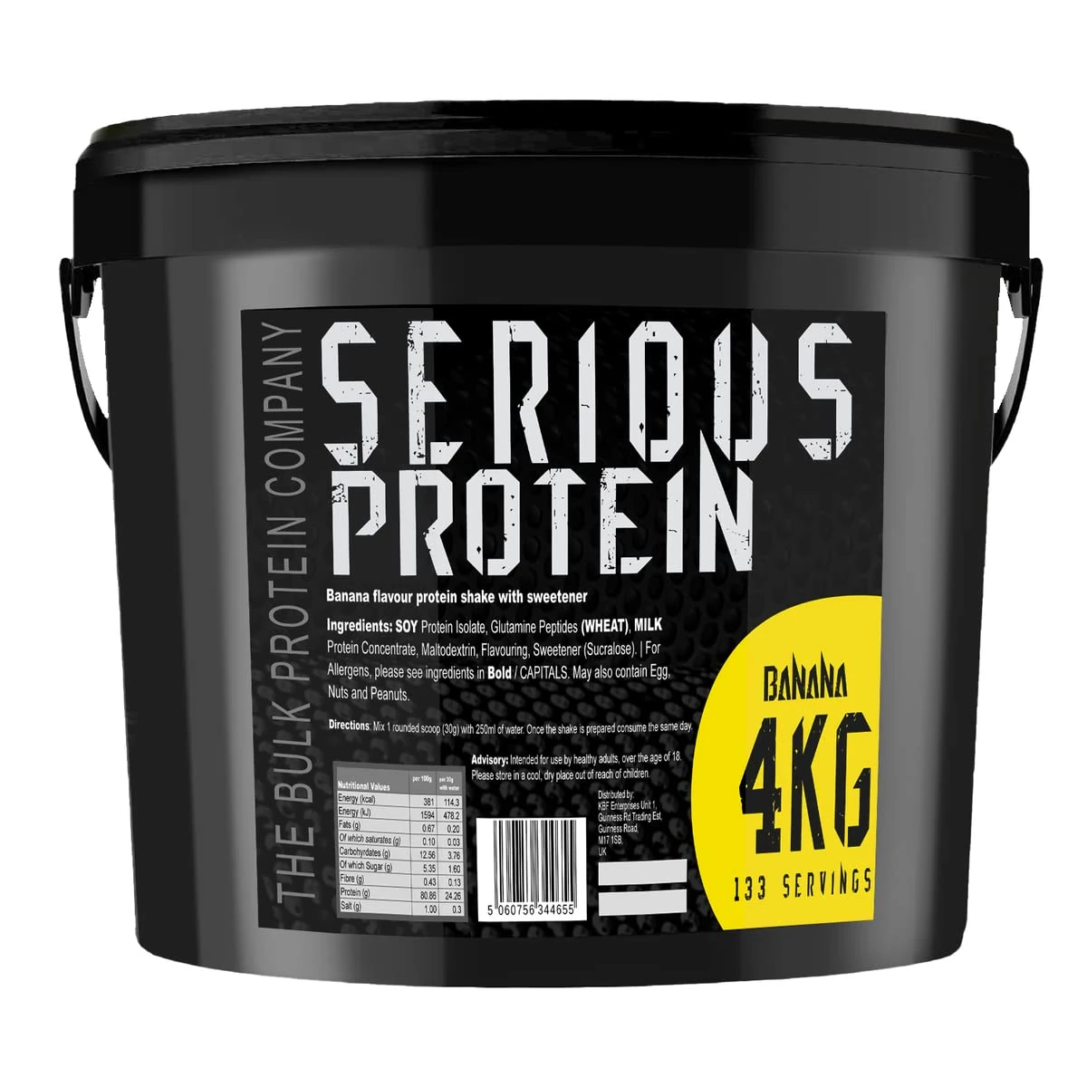 SERIOUS Protein – Protein Powder – 4kg – Low Carb – Supports Lean Muscle Growth – Recovery Supplement - The Bulk Protein Company - 133 Servings (Banana)