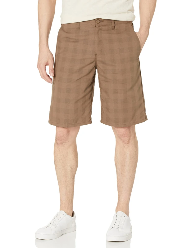 Dickies Men's Flex Regular Fit Plaid Flat Front 11in Shorts Casual, Mushroom, 40