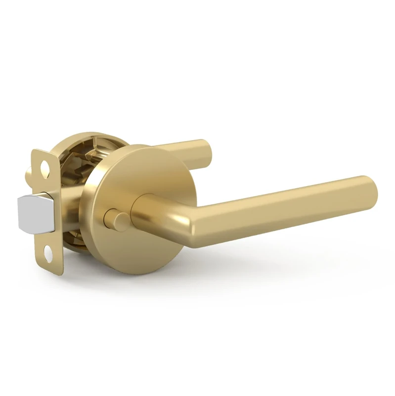 Mega Handles Privacy I Lever Door Handle Set for Hallway, Closet and Bathroom I Reversible Heavy Duty Design I Fits All Standard Door Sizes I Screws Included - Satin Brass (1 Pack)