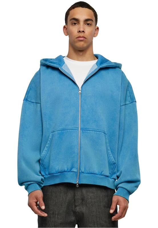 Urban Classics Men's Heavy Sand Washed 90's Zip Hoody, Hooded Sweatshirt for Men, Available in Many, Sizes S - 5XL, royal, XXXXL