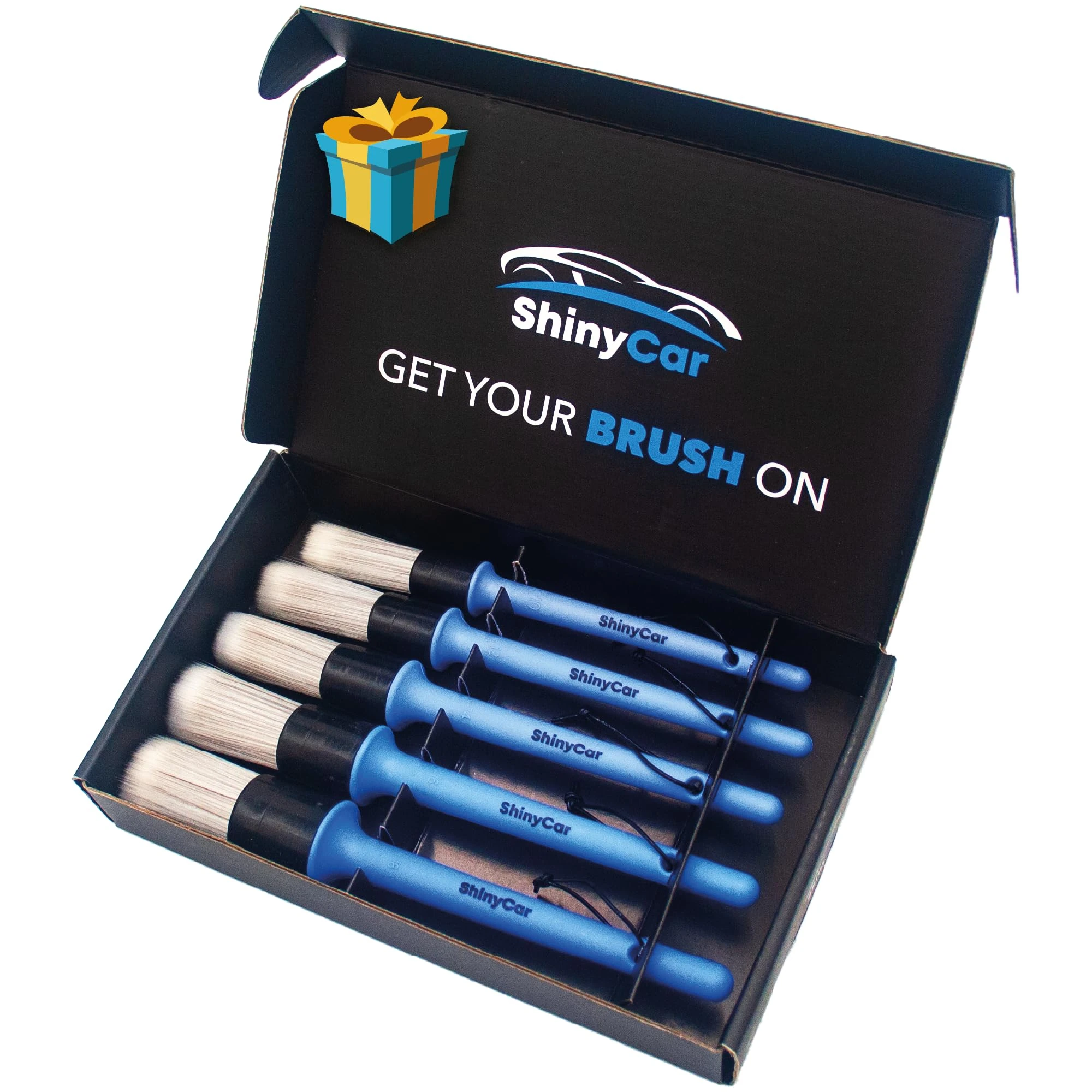 ShinyCar® UK: 5 Ultra-Soft, Scratch-Free Detailing Brushes - Premium Quality, Extra Gentle & Highly Durable, Each Brush Is Safe for Paintwork, Alloys & Interiors, Ideal for Tight Spots & Deep Cleaning