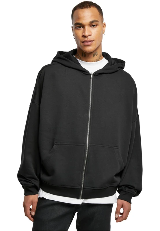 Urban Classics Men's Organic 90's Zip Hoodie, black, XXXL